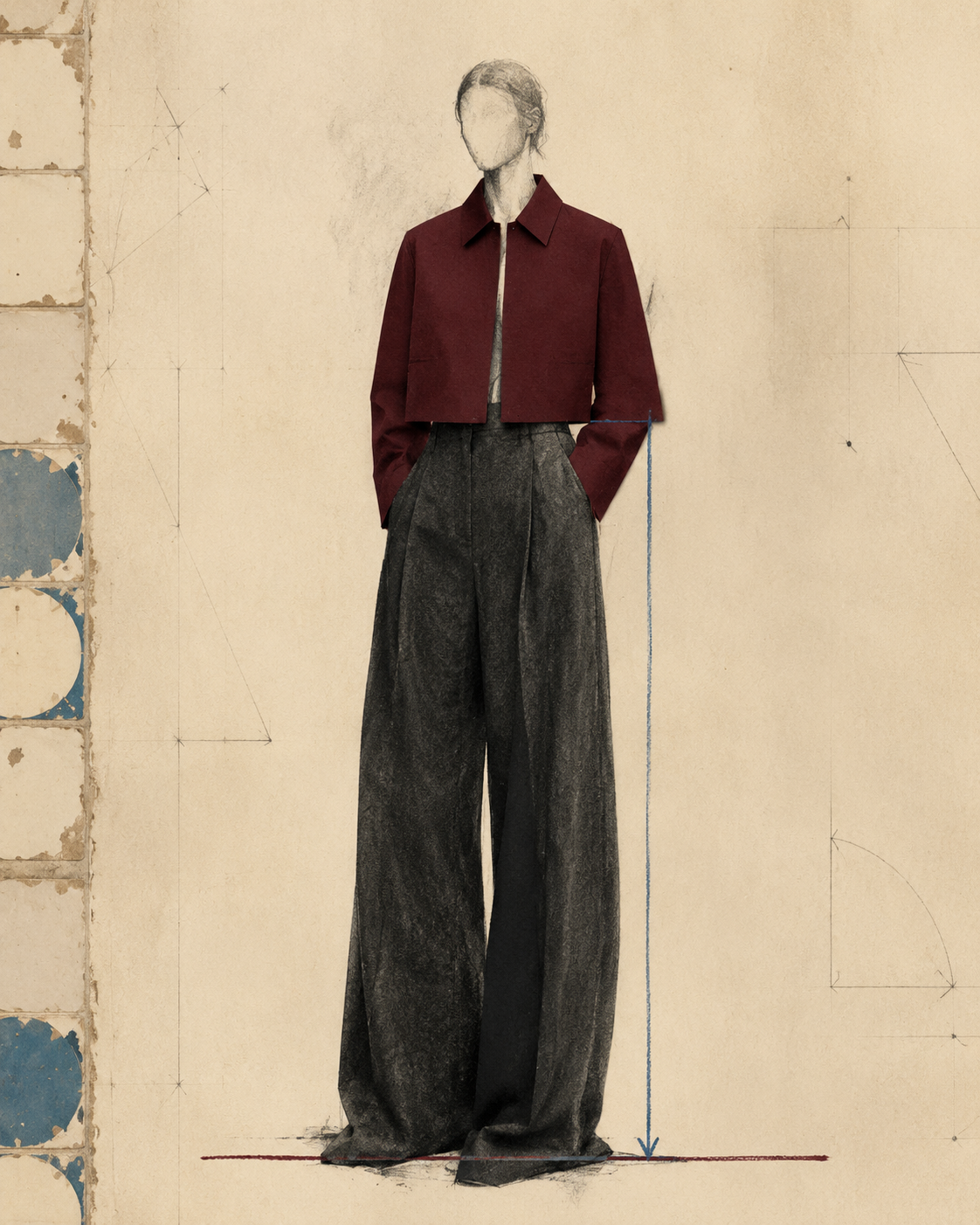 Abstract study of cropped outerwear